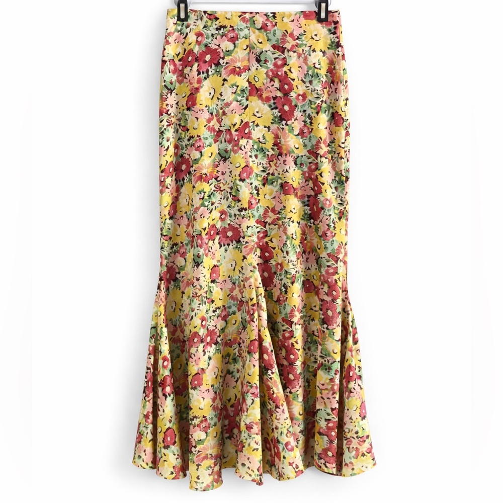 J.Crew Floral Satin Slip Skirt NWT XS Painterly Midi Flared Skirt